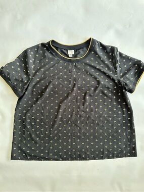 A New Day Women’s Black and Gold Short-Sleeve Blouse Size XXL